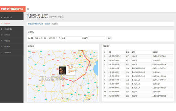 智慧公安大數據研判工具_軌跡分析_軌跡查詢