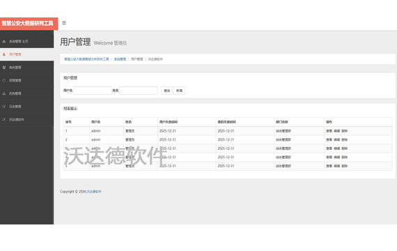 智慧公安大數據智能分析研判工具_系統管理_用戶管理