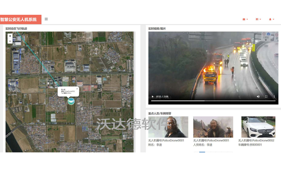 智慧公安無人機圖像識別分析系統_實時動態飛行軌跡_實時視頻圖片_重點人員車輛預警