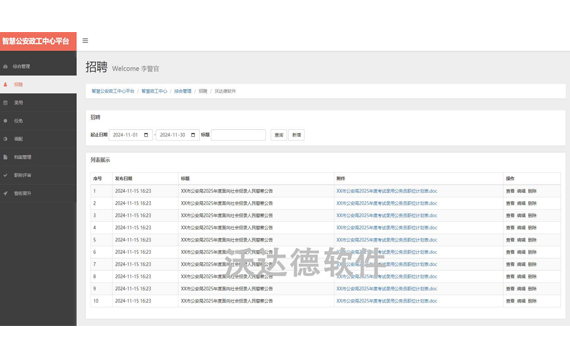 智慧公安政工中心平臺_智慧政工中心_綜合管理_招聘信息管理