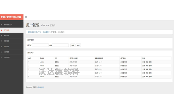 智慧公安政工中心平臺_系統管理_用戶管理