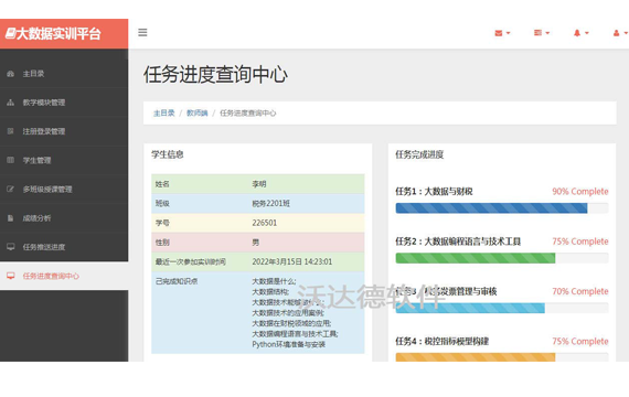 大數據應用實訓平臺_教師端_任務進度查詢中心